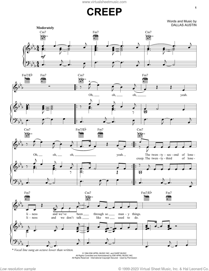 Marqueze Etheridge: Creep sheet music for voice, piano or guitar