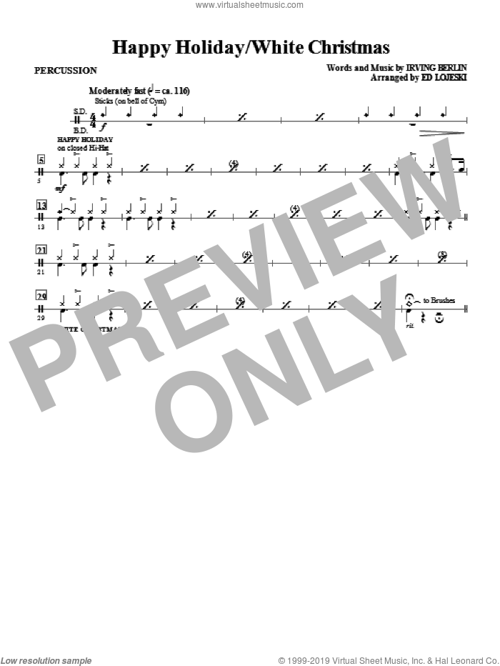 Happy Holiday/White Christmas (complete set of parts) sheet music for orchestra/band (Rhythm) by Irving Berlin and Ed Lojeski, intermediate skill level