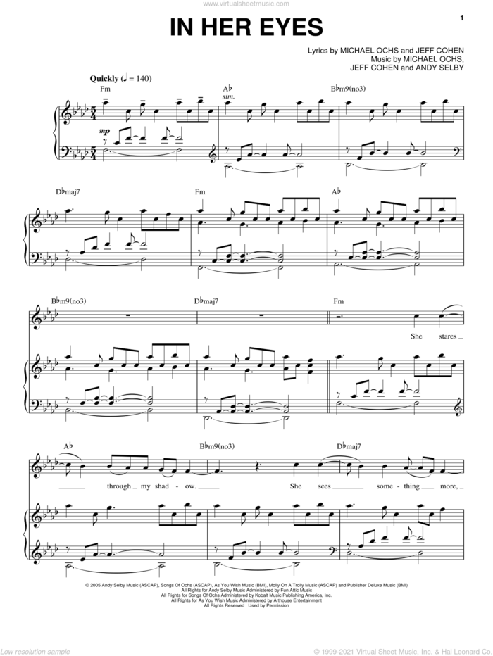 In Her Eyes sheet music for voice and piano by Josh Groban, Andy Selby, Jeff Cohen and Michael Ochs, intermediate skill level