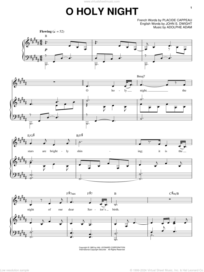 O Holy Night sheet music for voice and piano by Josh Groban, Adolphe Adam, John S. Dwight and Placide Cappeau, intermediate skill level