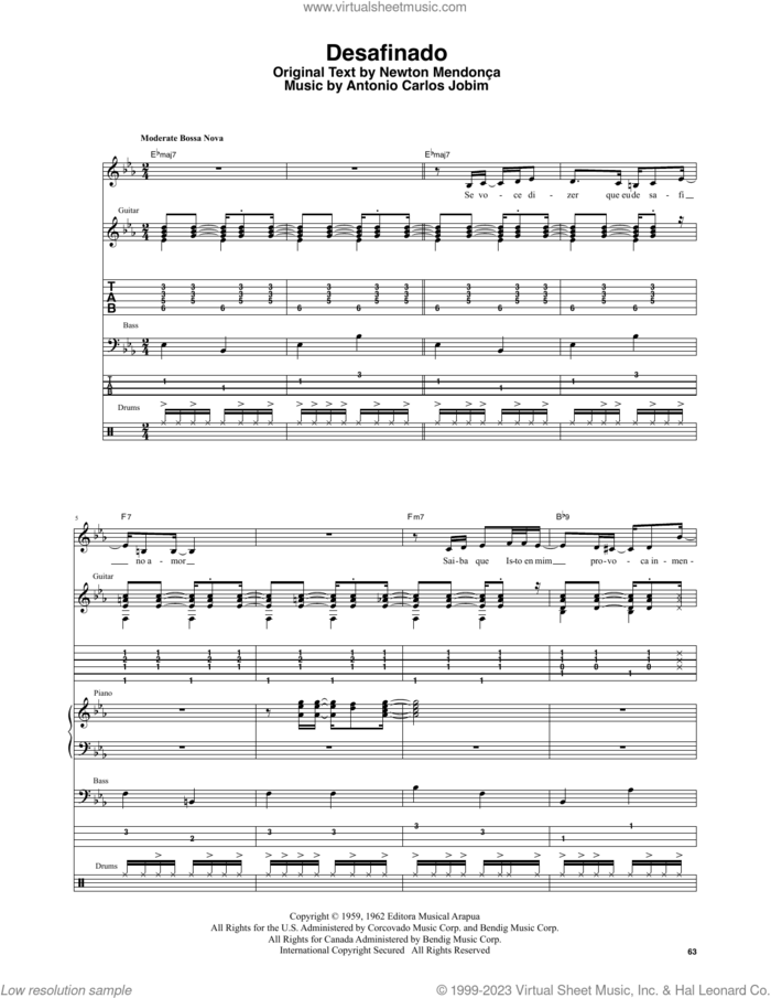 Desafinado sheet music for chamber ensemble (Transcribed Score) by Stan Getz & João Gilberto, Joao Gilberto, Stan Getz, Antonio Carlos Jobim and Newton Mendonca, intermediate skill level