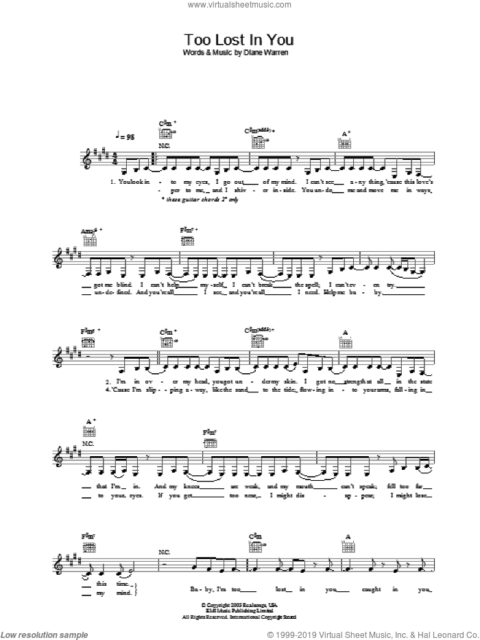 Too Lost In You sheet music for voice and other instruments (fake book) by Sugababes, intermediate skill level