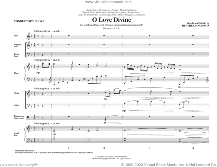 O Love Divine (COMPLETE) sheet music for orchestra/band by Heather Sorenson, intermediate skill level