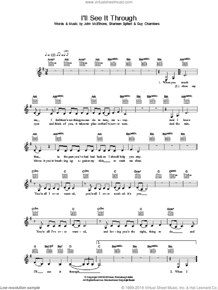 I'll See It Through sheet music for voice and other instruments (fake book) by Texas, intermediate skill level
