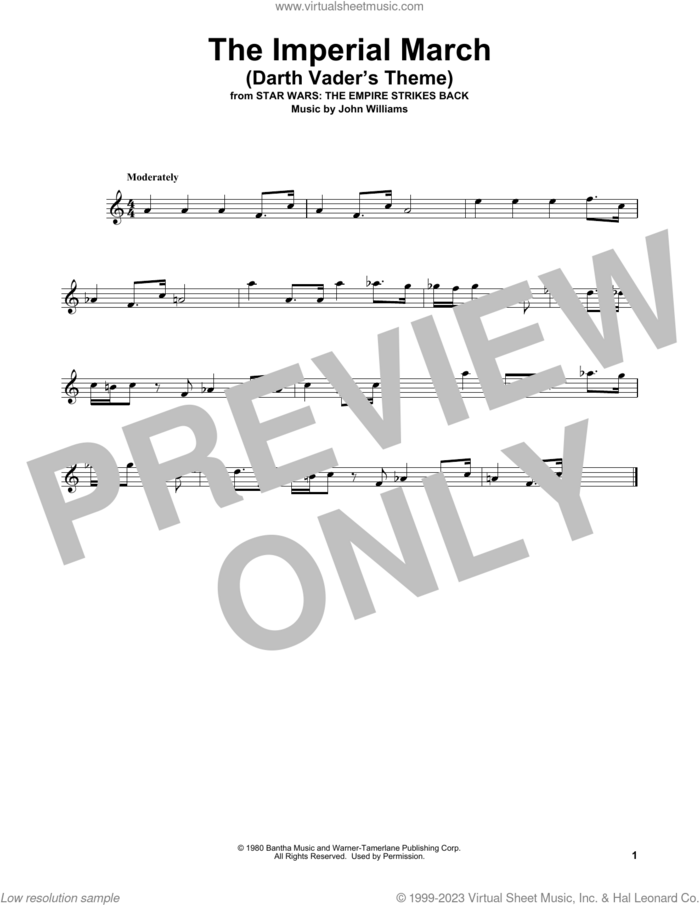The Imperial March (Darth Vader's Theme) (from Star Wars: The Empire Strikes Back) sheet music for guitar solo (chords) by John Williams, easy guitar (chords)