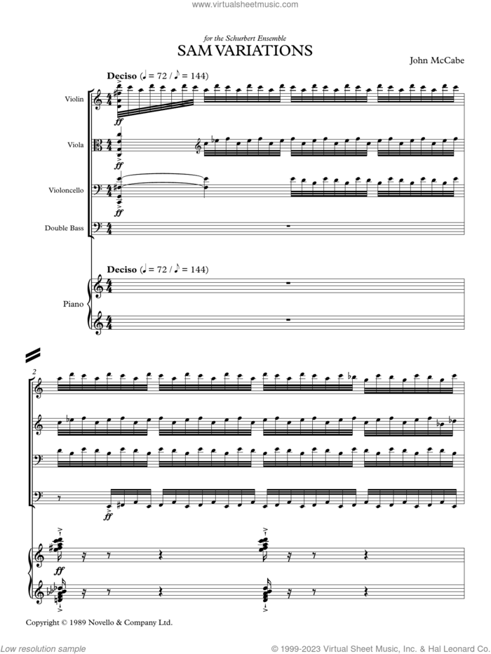 Sam Variations (COMPLETE) sheet music for string and piano by John McCabe, classical score, intermediate skill level