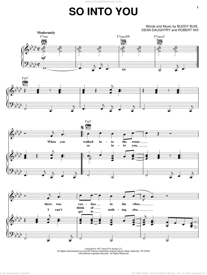 So Into You sheet music for voice, piano or guitar by Atlanta Rhythm Section, Buddy Buie, Dean Daughtry and Robert Nix, intermediate skill level