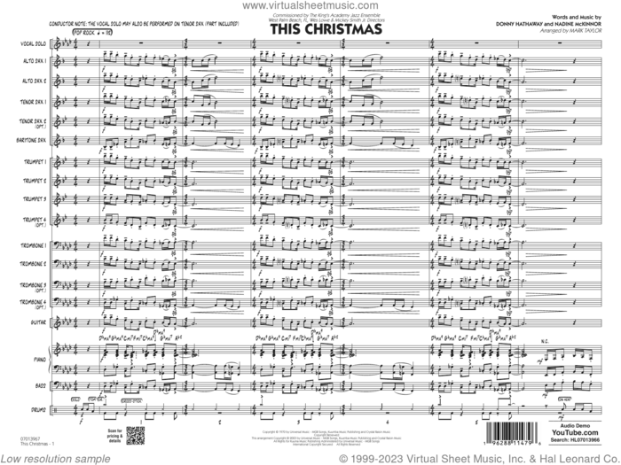 This Christmas (Key: Ab) (arr. Mark Taylor) (COMPLETE) sheet music for jazz band by Mark Taylor, Donny Hathaway and Nadine McKinnor, intermediate skill level