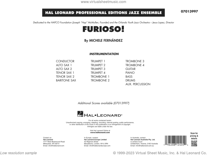 Furioso (COMPLETE) sheet music for jazz band by Michele Fernández, intermediate skill level