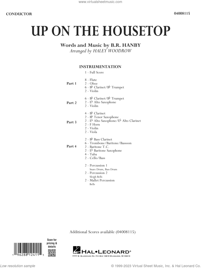Up On The Housetop (arr. Haley Woodrow) (COMPLETE) sheet music for concert band by Benjamin Hanby and Haley Woodrow, intermediate skill level