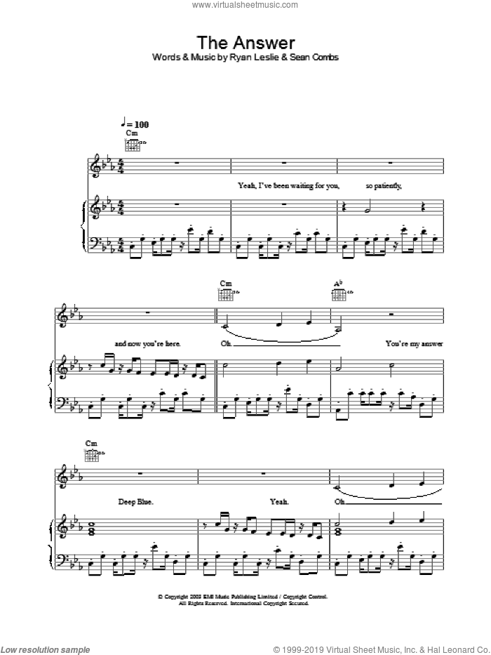 The Answer sheet music for voice, piano or guitar by Britney Spears, intermediate skill level