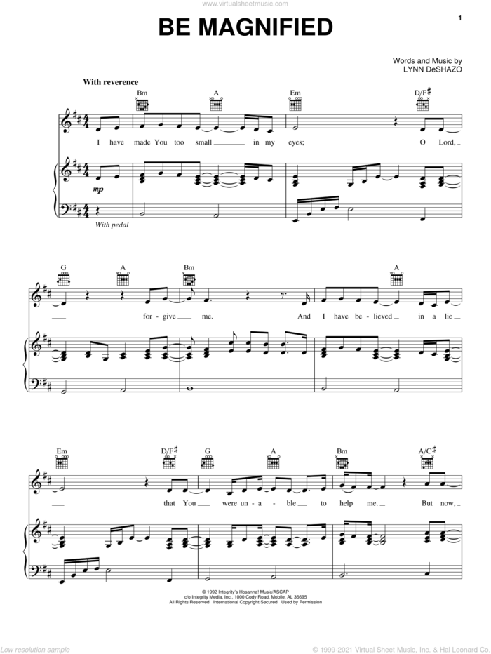 Be Magnified sheet music for voice, piano or guitar by Lynn DeShazo, intermediate skill level