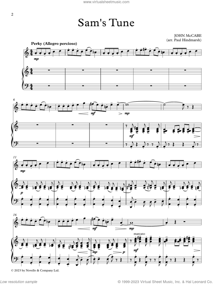 Sam's Tune (arr. Paul Hindmarsh) sheet music for Solo Instrument (treble clef high) by John McCabe and Paul Hindmarsh, classical score, intermediate skill level