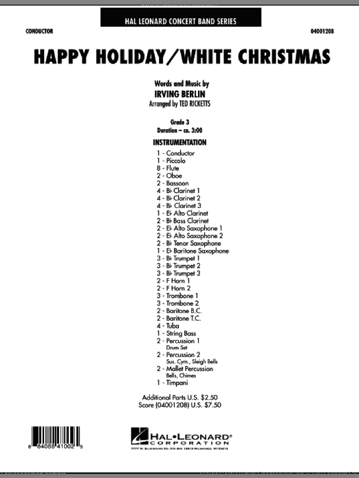 Happy Holiday/White Christmas (COMPLETE) sheet music for concert band by Irving Berlin and Ted Ricketts, intermediate skill level