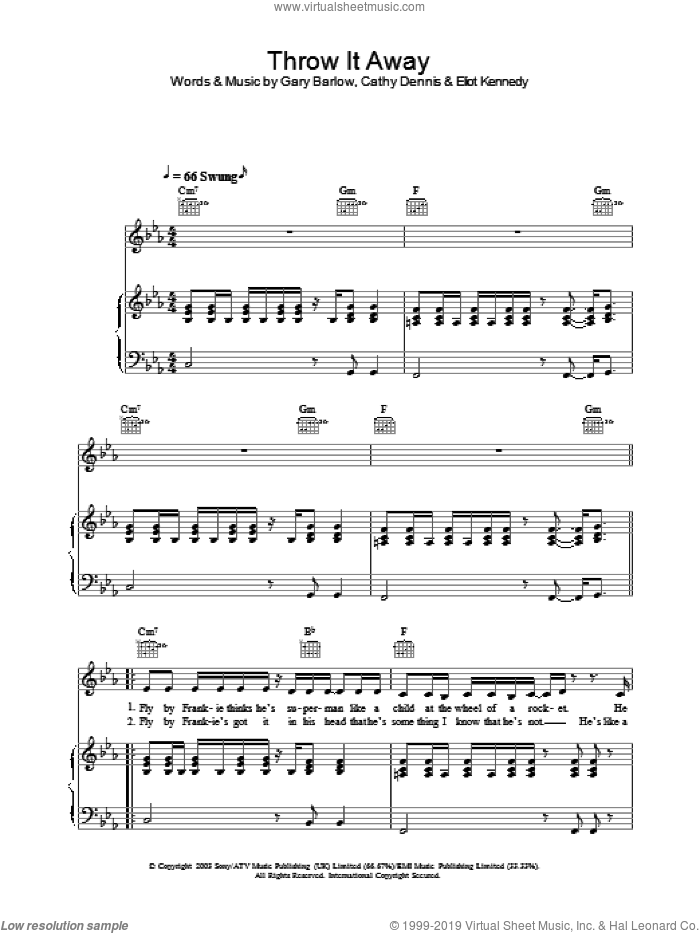 Throw It Away sheet music for voice, piano or guitar by Delta Goodrem, intermediate skill level