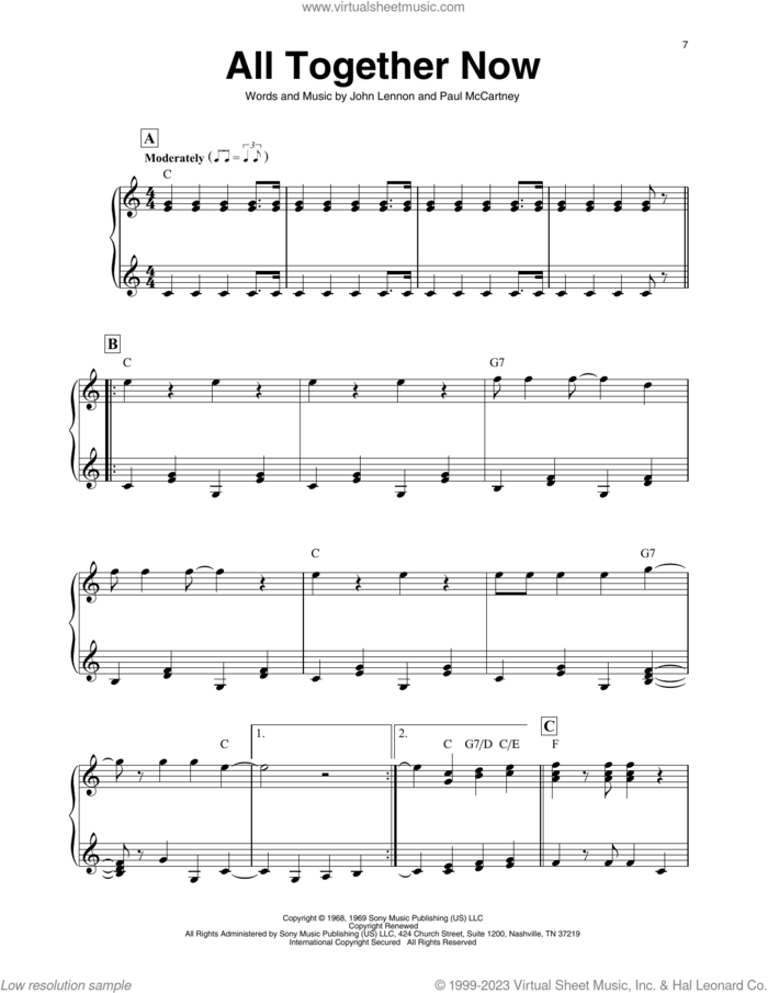 All Together Now (arr. Maeve Gilchrist) sheet music for harp solo by The Beatles, Maeve Gilchrist, John Lennon and Paul McCartney, intermediate skill level