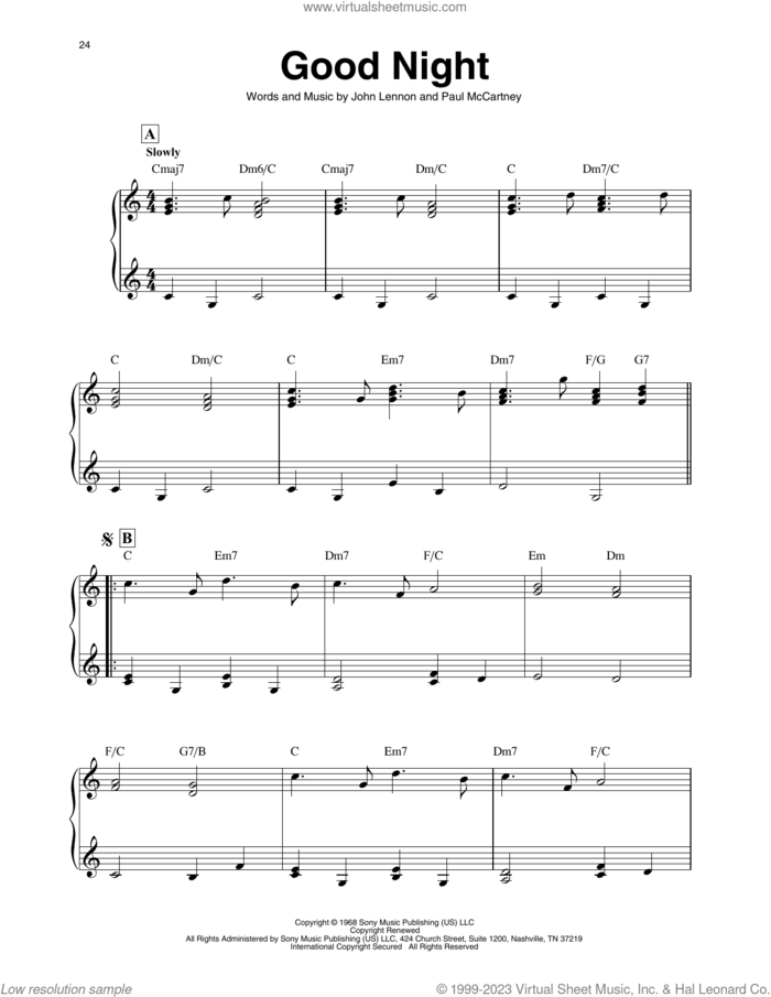 Good Night (arr. Maeve Gilchrist) sheet music for harp solo by The Beatles, Maeve Gilchrist, John Lennon and Paul McCartney, intermediate skill level