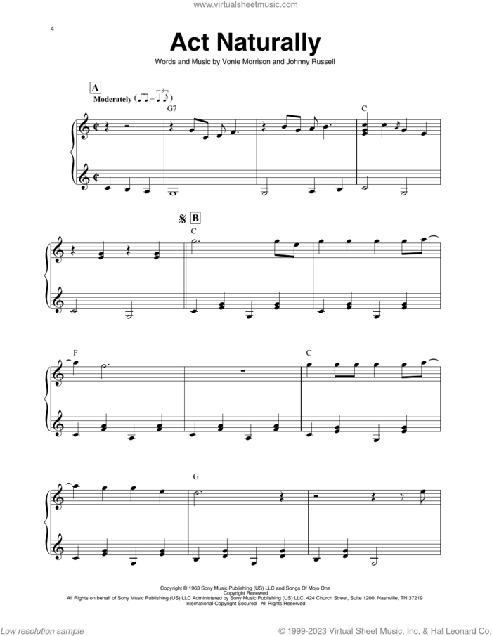 Act Naturally (arr. Maeve Gilchrist) sheet music for harp solo by The Beatles, Maeve Gilchrist, Buck Owens, Johnny Russell and Voni Morrison, intermediate skill level