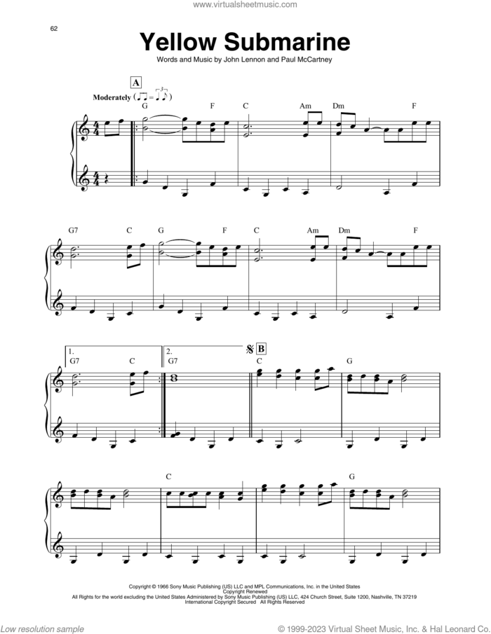 Yellow Submarine (arr. Maeve Gilchrist) sheet music for harp solo by The Beatles, Maeve Gilchrist, John Lennon and Paul McCartney, intermediate skill level