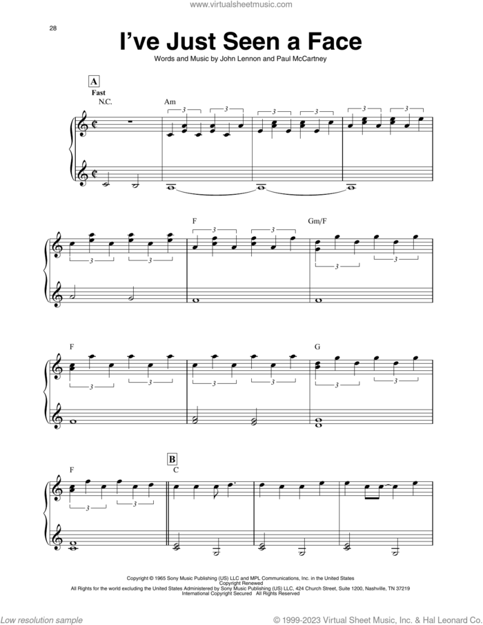 I've Just Seen A Face (arr. Maeve Gilchrist) sheet music for harp solo by The Beatles, Maeve Gilchrist, John Lennon and Paul McCartney, intermediate skill level