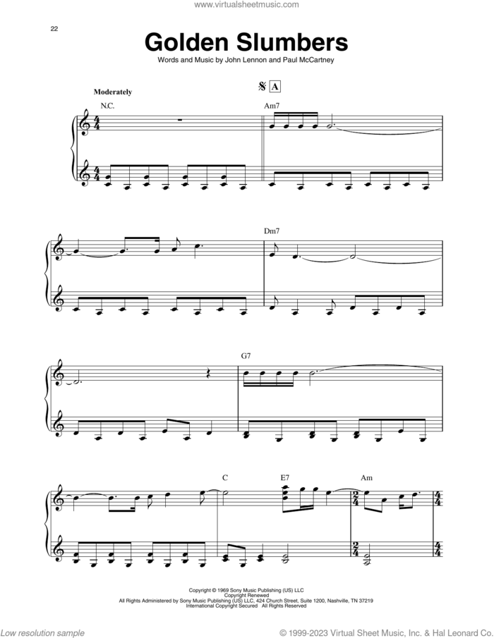 Golden Slumbers (arr. Maeve Gilchrist) sheet music for harp solo by The Beatles, Maeve Gilchrist, John Lennon and Paul McCartney, intermediate skill level
