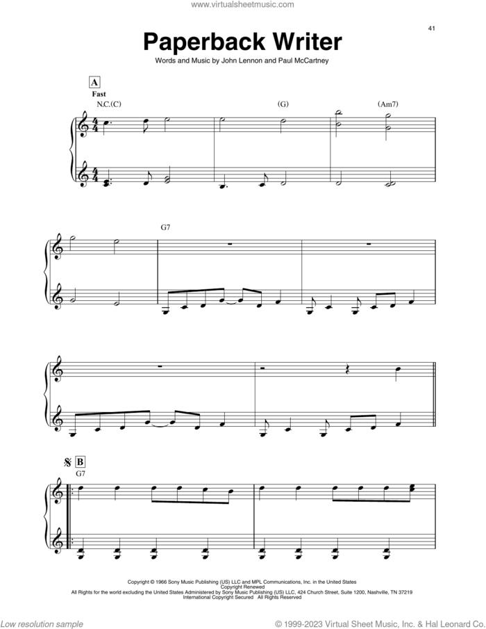 Paperback Writer (arr. Maeve Gilchrist) sheet music for harp solo by The Beatles, Maeve Gilchrist, John Lennon and Paul McCartney, intermediate skill level