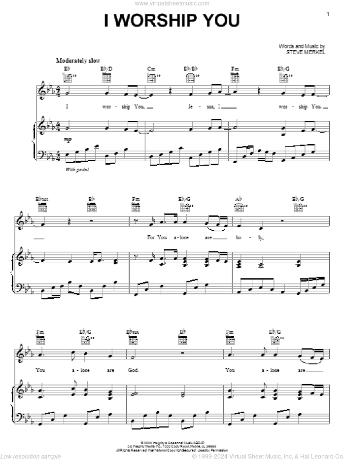 I Worship You sheet music for voice, piano or guitar by Steve Merkel, intermediate skill level