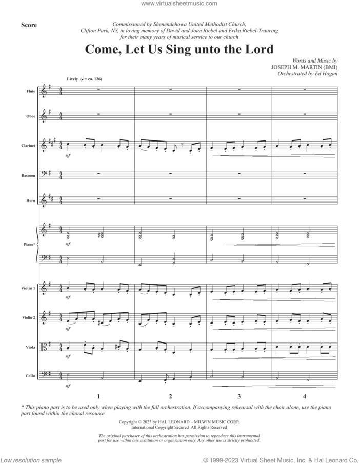 Come, Let Us Sing Unto The Lord (COMPLETE) sheet music for orchestra/band (Consort) by Joseph M. Martin, intermediate skill level