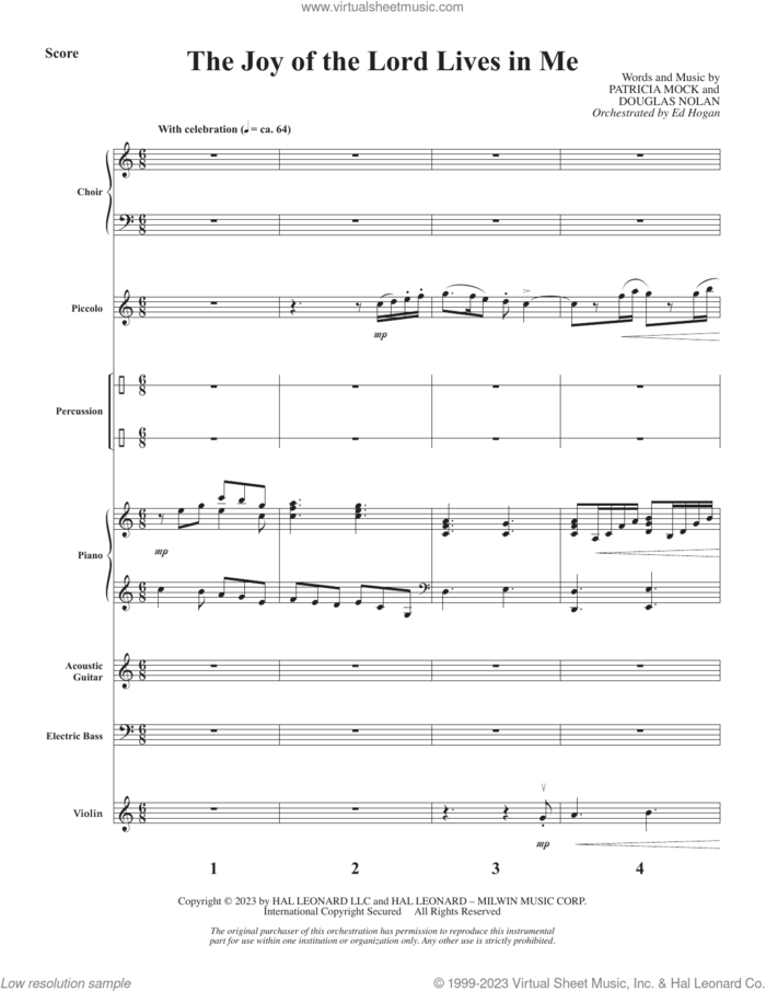 The Joy Of The Lord Lives In Me (COMPLETE) sheet music for orchestra/band by Douglas Nolan, Patricia Mock and Patricia Mock and Douglas Nolan, intermediate skill level