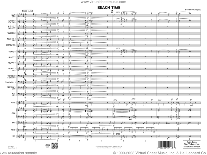 Beach Time (COMPLETE) sheet music for jazz band by Mark Taylor, intermediate skill level