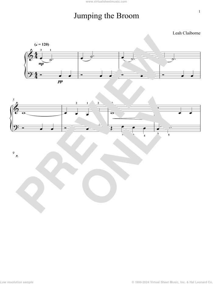 Jumping The Broom sheet music for piano solo by Leah Claiborne, classical score, intermediate skill level