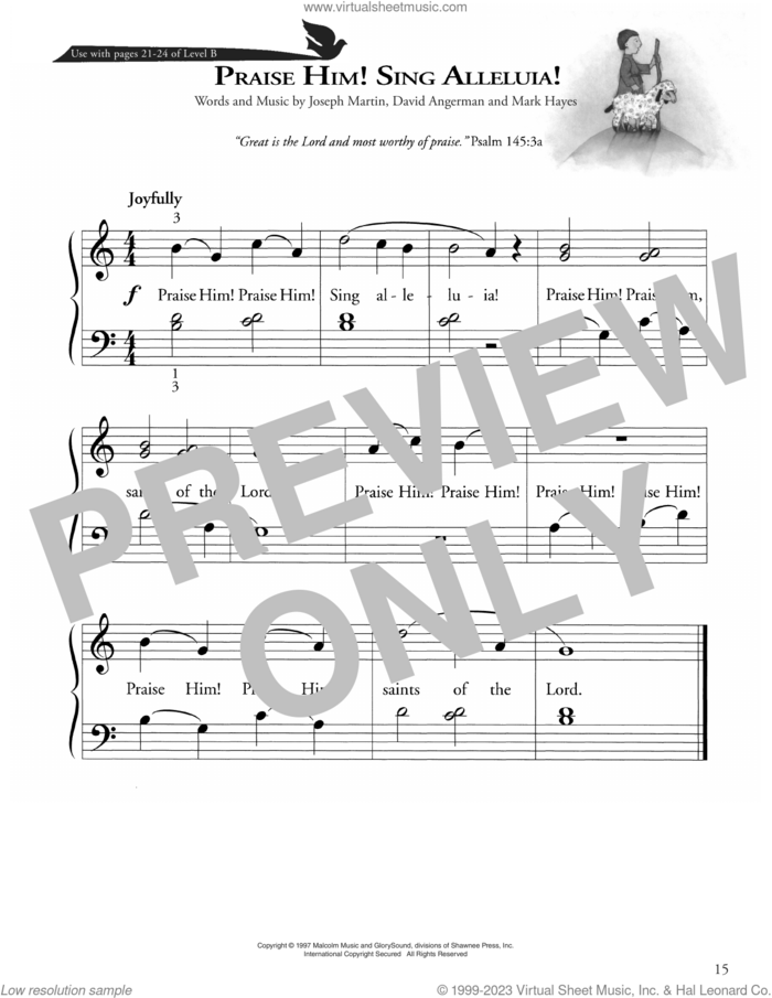 Praise Him! Sing Alleluia! sheet music for piano solo (method) by Joseph Martin, David Angerman and Mark Hayes, David Angerman, Joseph M. Martin and Mark Hayes, beginner piano (method)