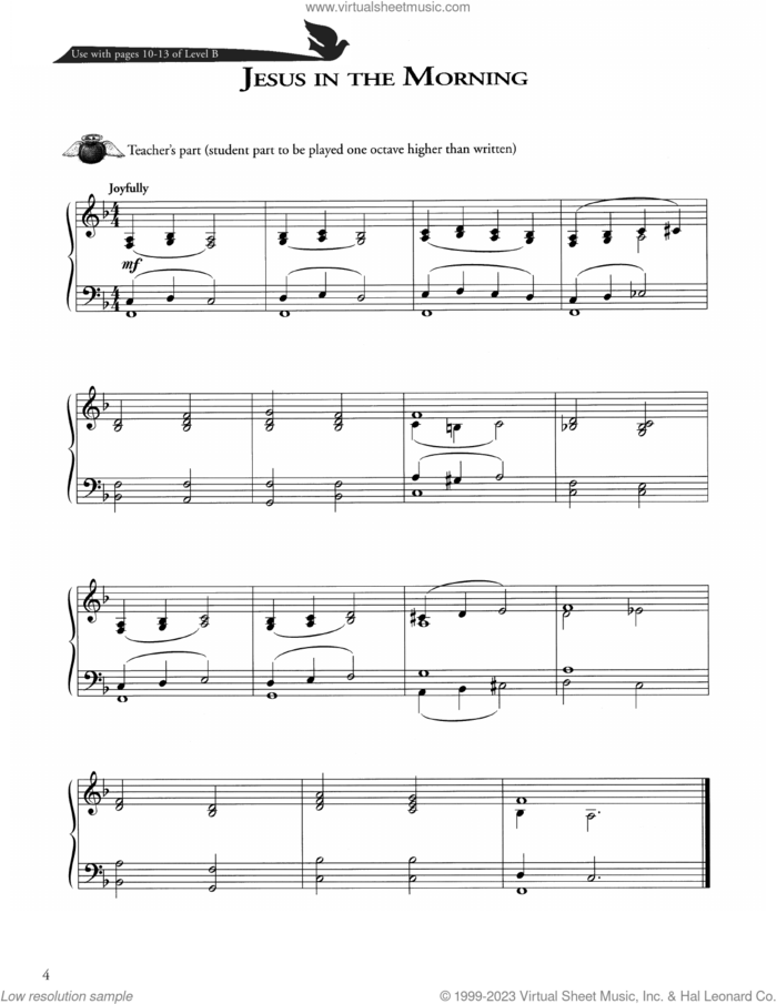 Jesus In The Morning sheet music for piano solo (method) , David Angerman, Joseph M. Martin and Mark Hayes, beginner piano (method)