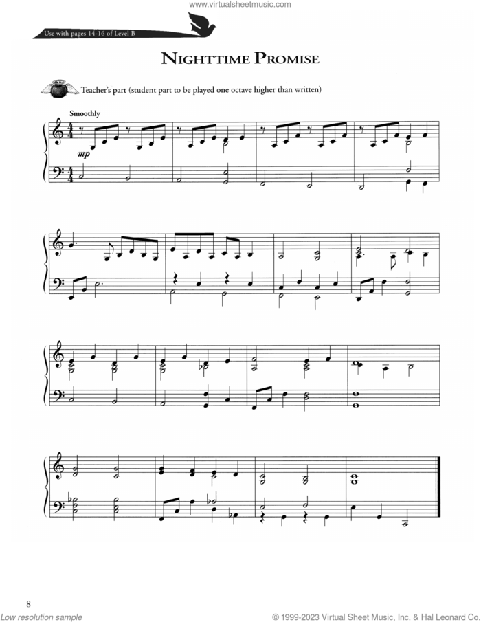 Nighttime Promise sheet music for piano solo (method) by Joseph Martin, David Angerman and Mark Hayes, David Angerman, Joseph M. Martin and Mark Hayes, beginner piano (method)