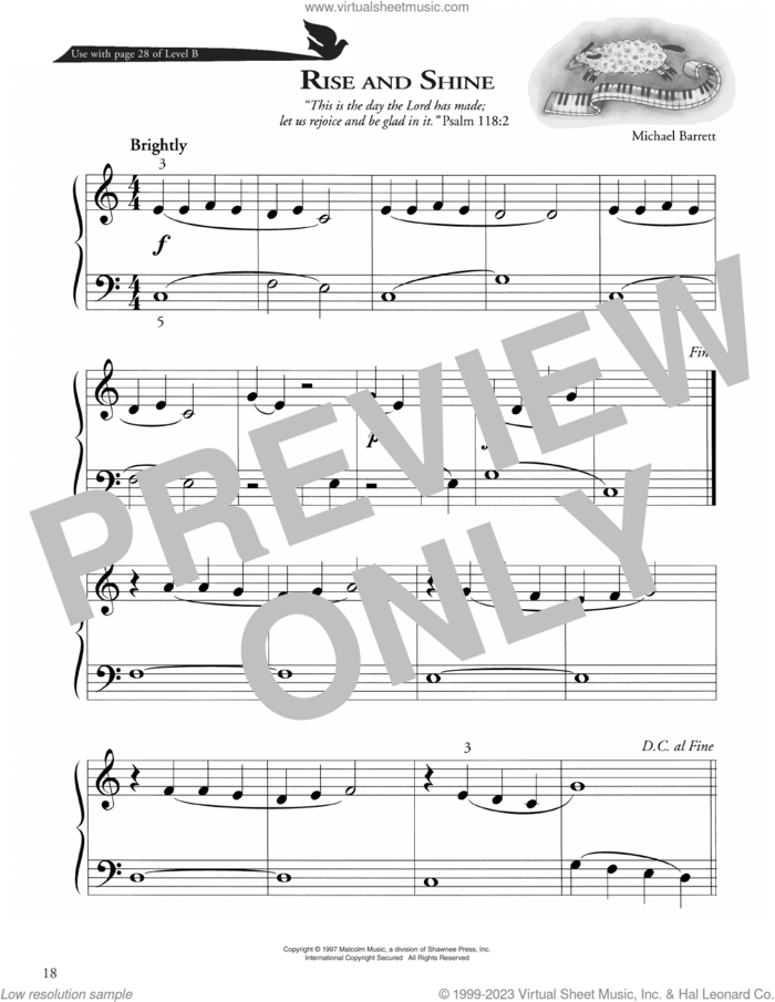 Rise And Shine sheet music for piano solo (method) by Michael Barrett, David Angerman, Joseph M. Martin and Mark Hayes, beginner piano (method)