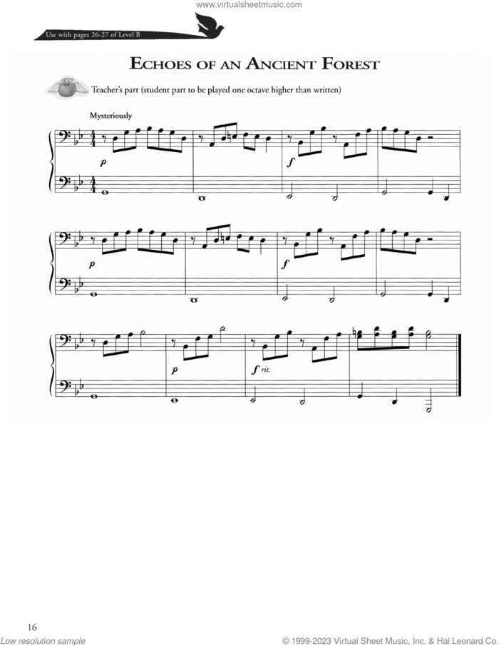 Echoes Of An Ancient Forest sheet music for piano solo (method) by Joseph Martin, David Angerman and Mark Hayes, David Angerman, Joseph M. Martin and Mark Hayes, beginner piano (method)