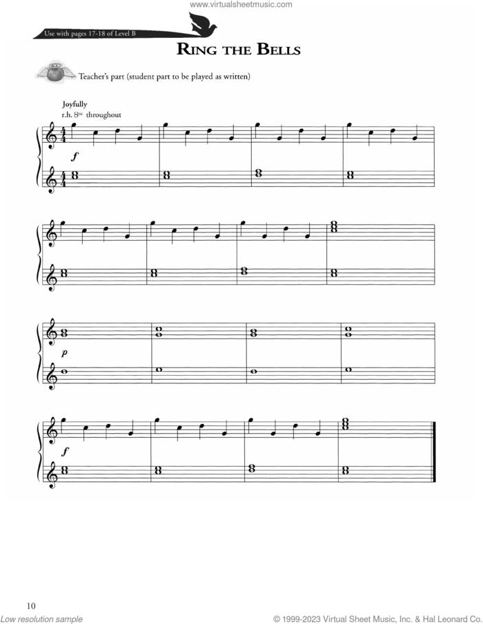 Ring The Bells sheet music for piano solo (method) , David Angerman, Joseph M. Martin and Mark Hayes, beginner piano (method)