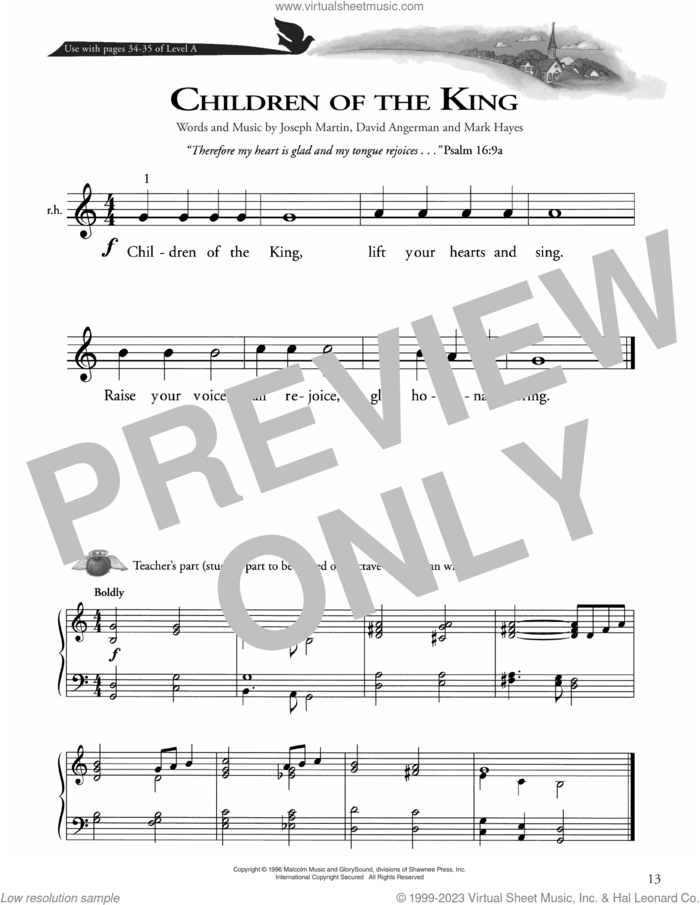 Children Of The King sheet music for piano solo (method) by Joseph Martin, David Angerman and Mark Hayes, David Angerman, Joseph M. Martin and Mark Hayes, beginner piano (method)