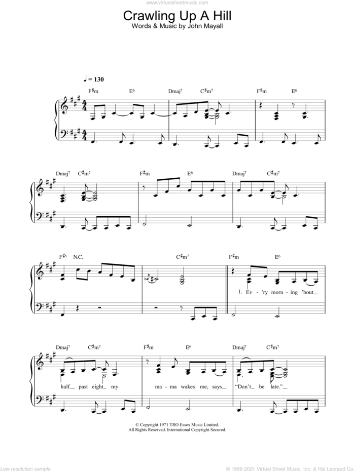 Crawling Up A Hill sheet music for piano solo by Katie Melua, intermediate skill level