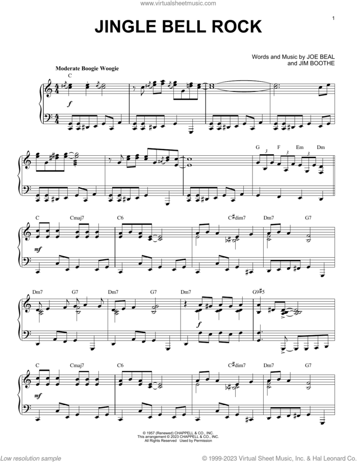 Jingle Bell Rock [Boogie Woogie version] (arr. Brent Edstrom) sheet music for piano solo by Joe Beal, Brent Edstrom and Jim Boothe, intermediate skill level