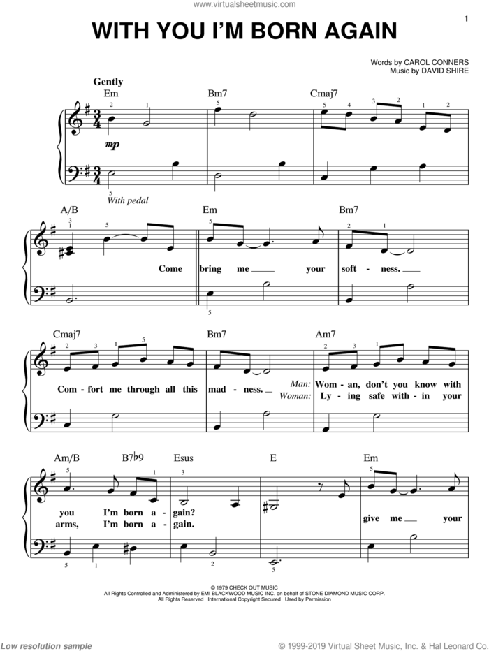 With You I'm Born Again sheet music for piano solo by Billy Preston, Syreeta, Carol Connors and David Shire, easy skill level