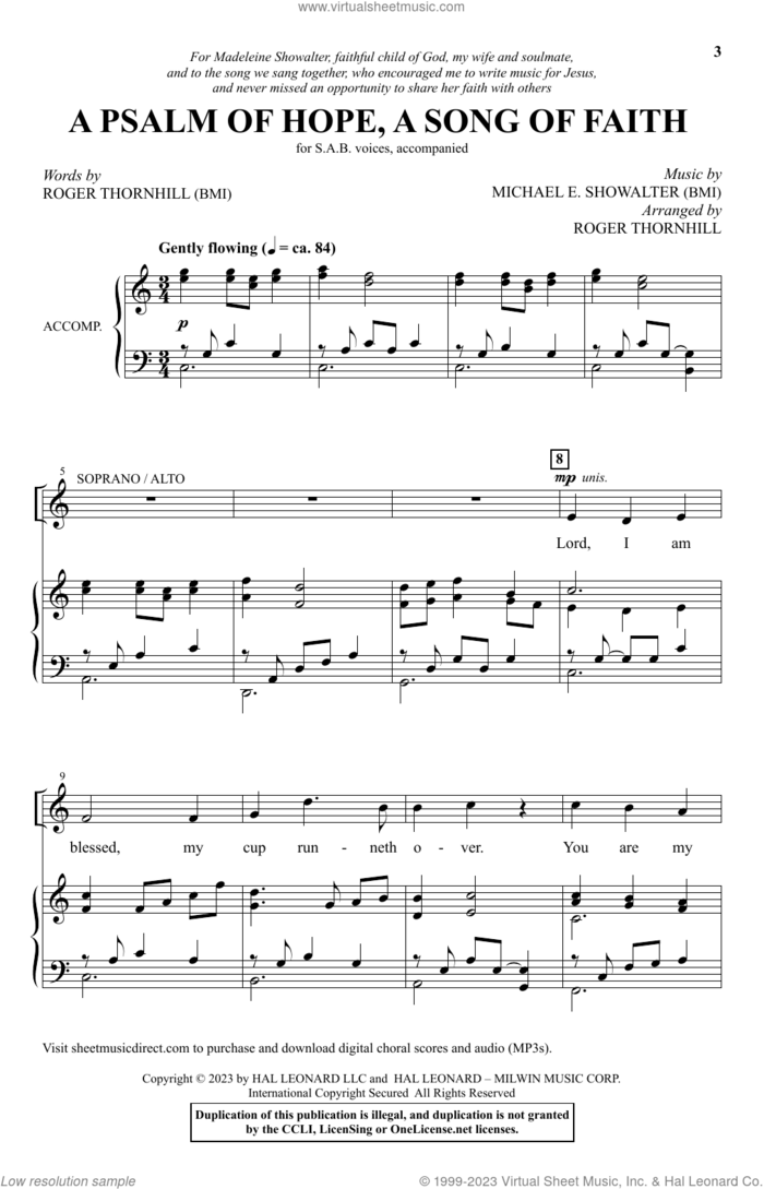 A Psalm Of Hope, A Song Of Faith (arr. Roger Thornhill) sheet music for choir (SAB: soprano, alto, bass) by Michael E. Showalter and Roger Thornhill, intermediate skill level