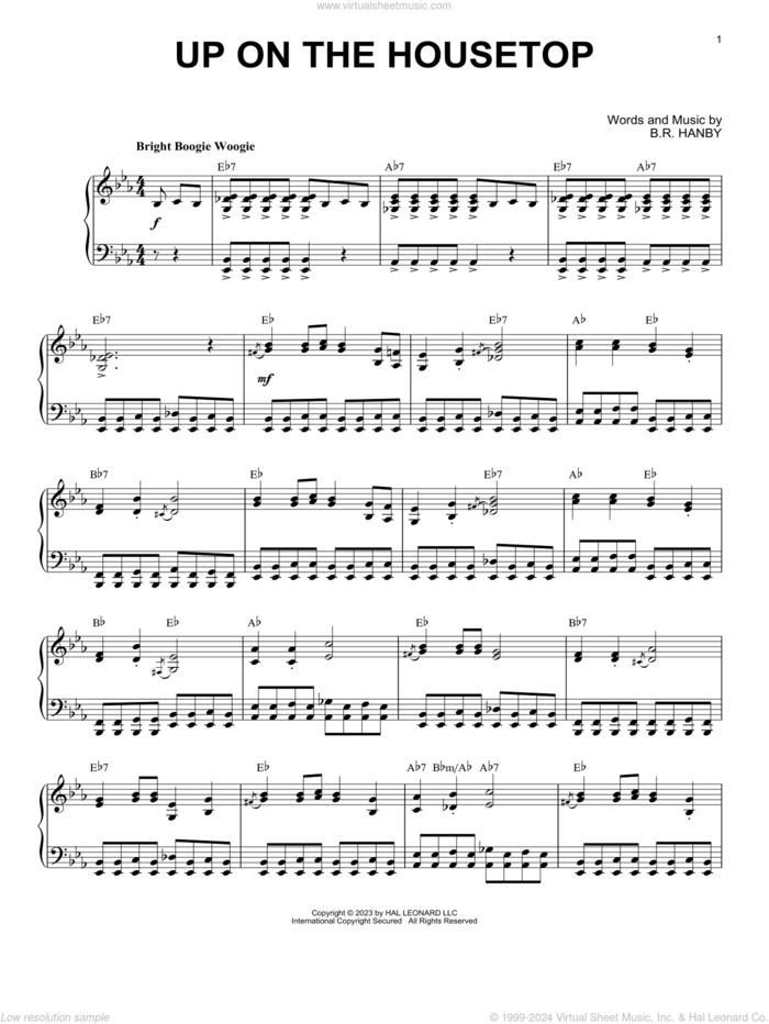 Up On The Housetop [Boogie Woogie version] (arr. Brent Edstrom) sheet music for piano solo by Benjamin Hanby and Brent Edstrom, intermediate skill level