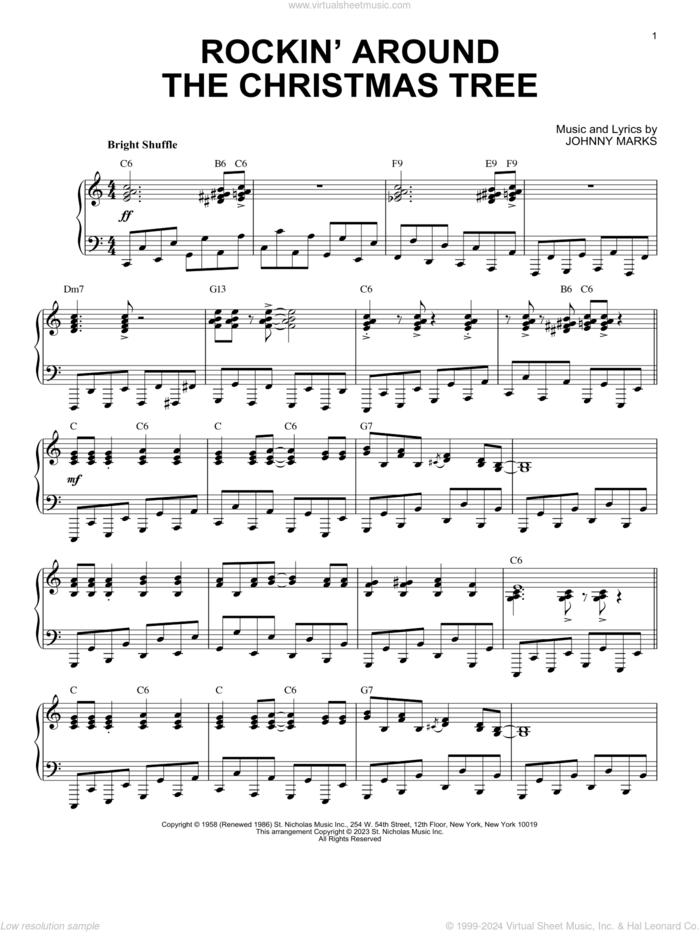 Rockin' Around The Christmas Tree [Boogie Woogie version] (arr. Brent Edstrom) sheet music for piano solo by Johnny Marks and Brent Edstrom, intermediate skill level