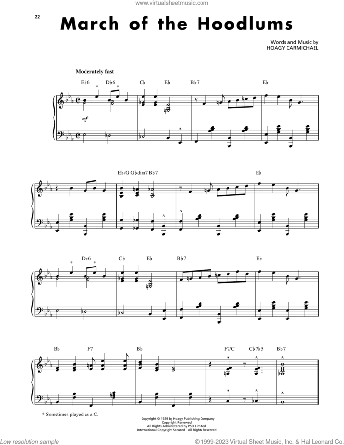 March Of The Hoodlums sheet music for piano solo by Hoagy Carmichael, intermediate skill level