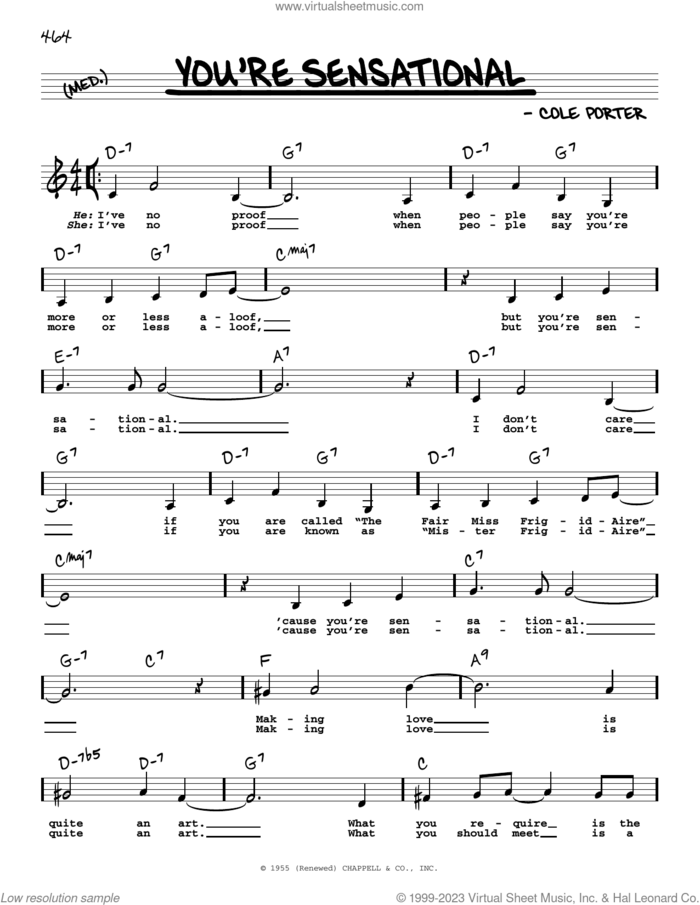 You're Sensational (Low Voice) sheet music for voice and other instruments (low voice) by Cole Porter, intermediate skill level