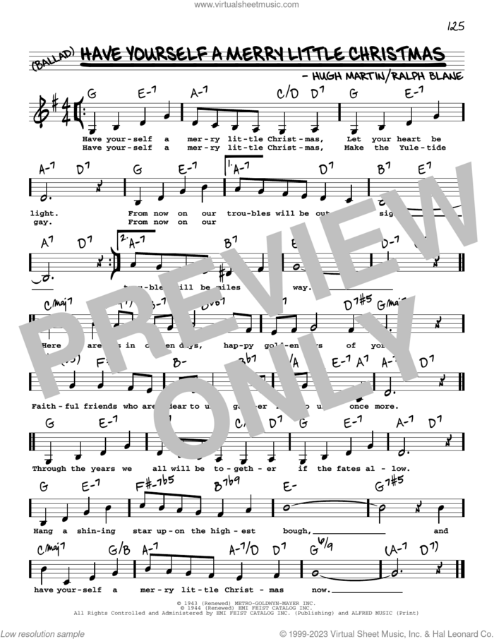 Have Yourself A Merry Little Christmas (Low Voice) sheet music for voice and other instruments (low voice) by Hugh Martin and Ralph Blane, intermediate skill level