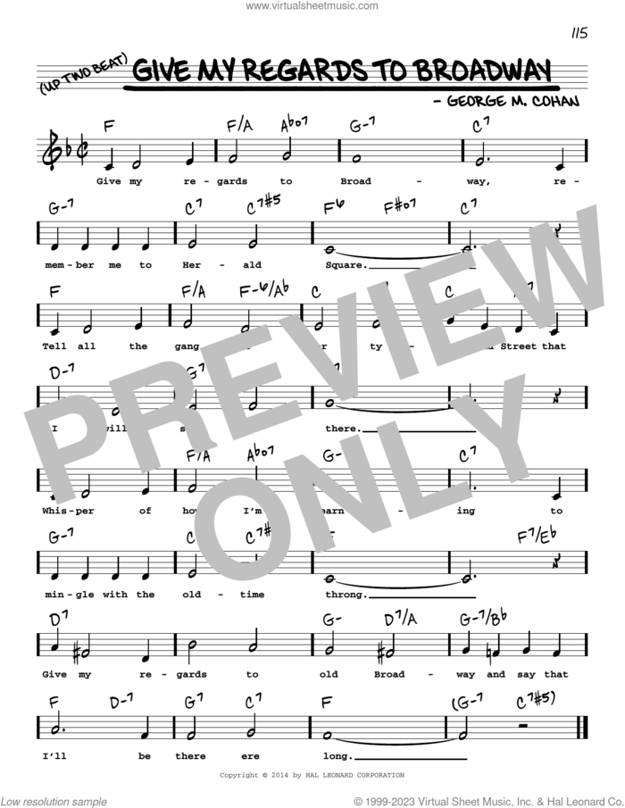 Give My Regards To Broadway (Low Voice) sheet music for voice and other instruments (low voice) by George M. Cohan, intermediate skill level