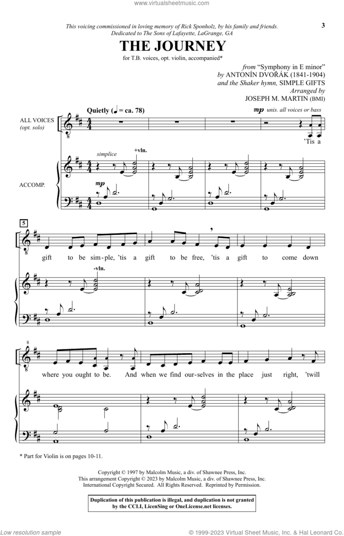 The Journey (with 'Simple Gifts' and 'Going Home') sheet music for choir (TB: tenor, bass) by Joseph M. Martin, intermediate skill level