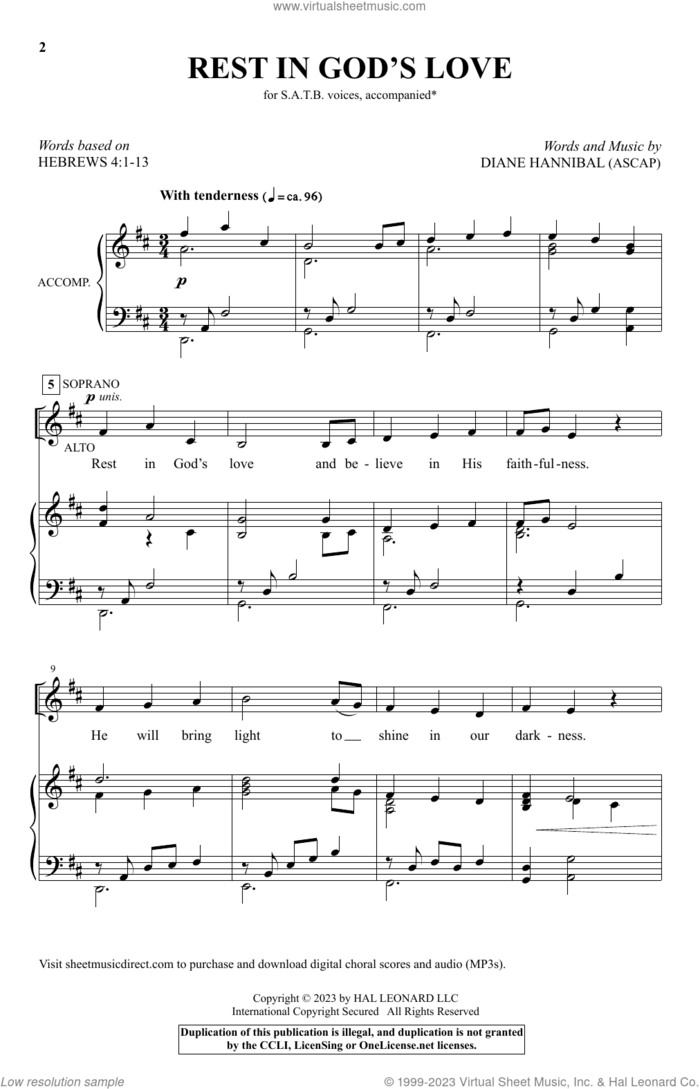 Rest In God's Love sheet music for choir (SATB: soprano, alto, tenor, bass) by Diane Hannibal, intermediate skill level